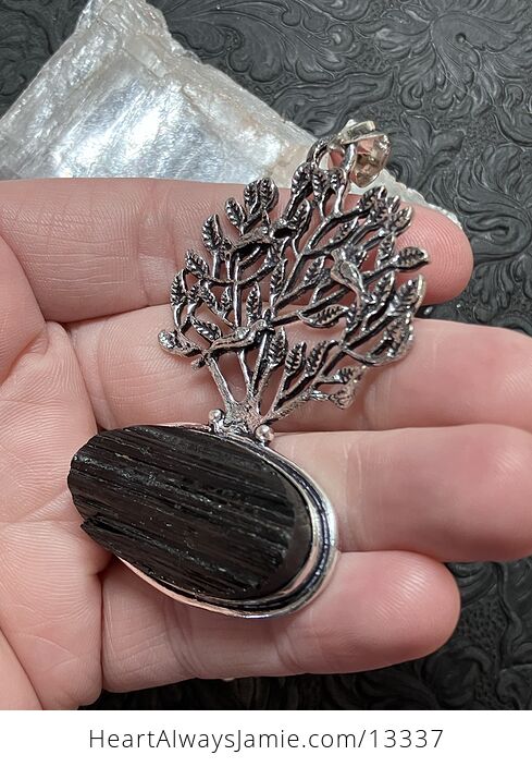 Black Tourmaline and Birds in a Tree Pendant Crystal Stone Jewelry - #mK23QECIFF0-5