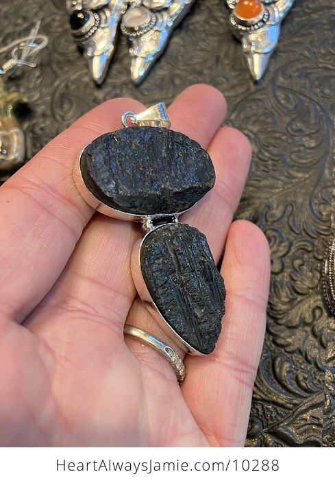 Black Tourmaline Crystal Stone Jewelry Pendant - #HEy82XTR2Ow-2