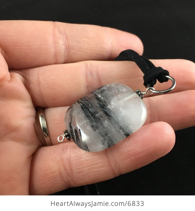 Black Tourmaline Quartz Stone Jewelry Pendant Necklace - #uiEwVzTOL94-3