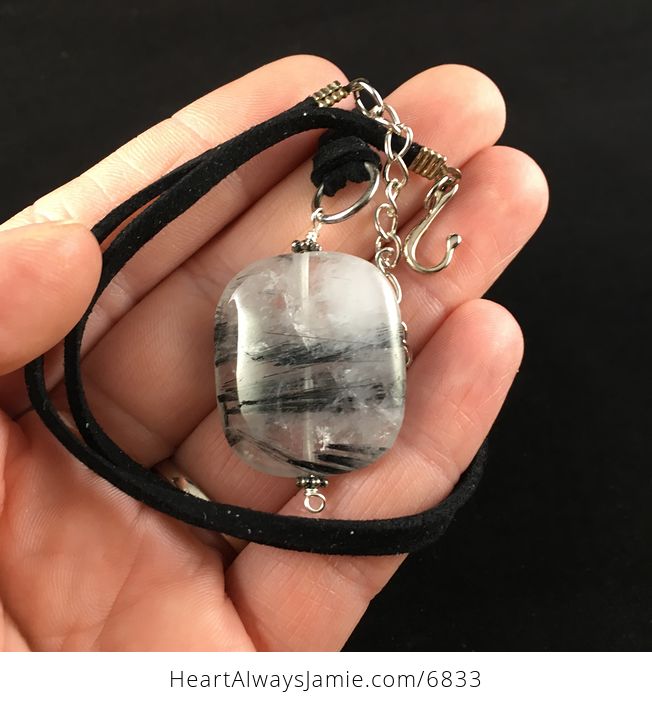 Black Tourmaline Quartz Stone Jewelry Pendant Necklace - #uiEwVzTOL94-5