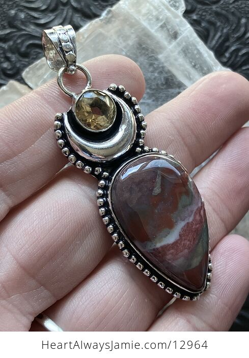 Bloodstone and Citrine Witchy Mustic Lunar Pendnat Crystal Stone Jewelry - #j5AyakmeScI-5