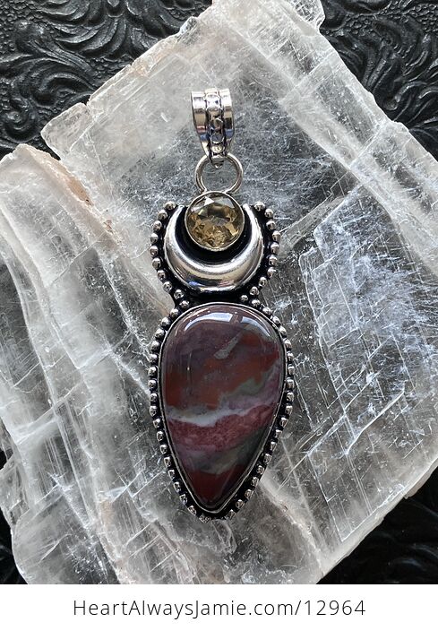 Bloodstone and Citrine Witchy Mustic Lunar Pendnat Crystal Stone Jewelry - #j5AyakmeScI-2