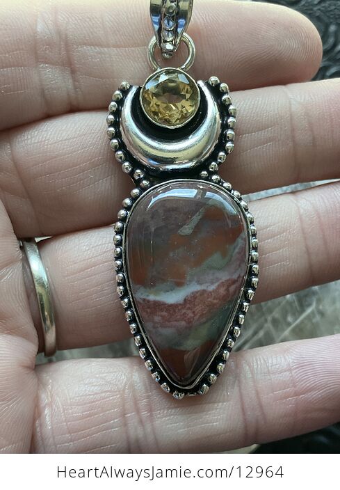 Bloodstone and Citrine Witchy Mustic Lunar Pendnat Crystal Stone Jewelry - #j5AyakmeScI-1