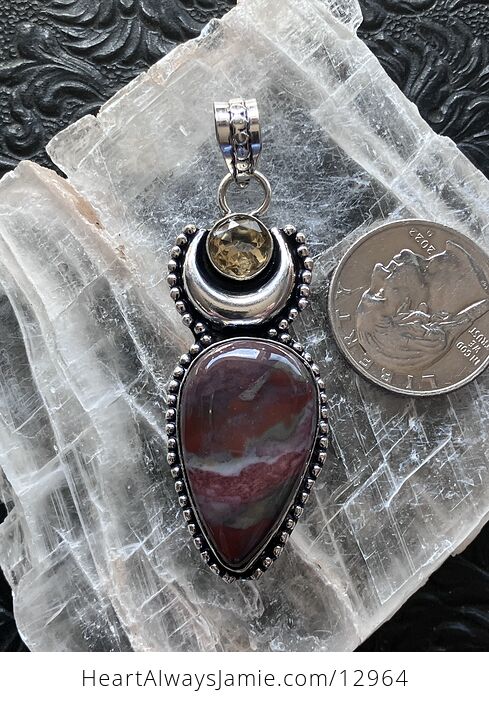 Bloodstone and Citrine Witchy Mustic Lunar Pendnat Crystal Stone Jewelry - #j5AyakmeScI-3