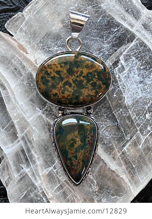 Bloodstone Heliotrope Crystal Stone Jewelry Pendant - #ly2lXb9YqjY-5