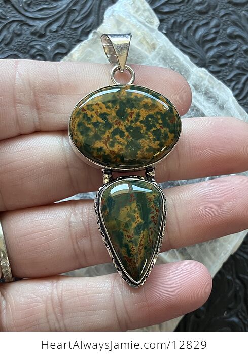 Bloodstone Heliotrope Crystal Stone Jewelry Pendant - #ly2lXb9YqjY-1