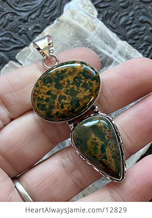 Bloodstone Heliotrope Crystal Stone Jewelry Pendant - #ly2lXb9YqjY-2