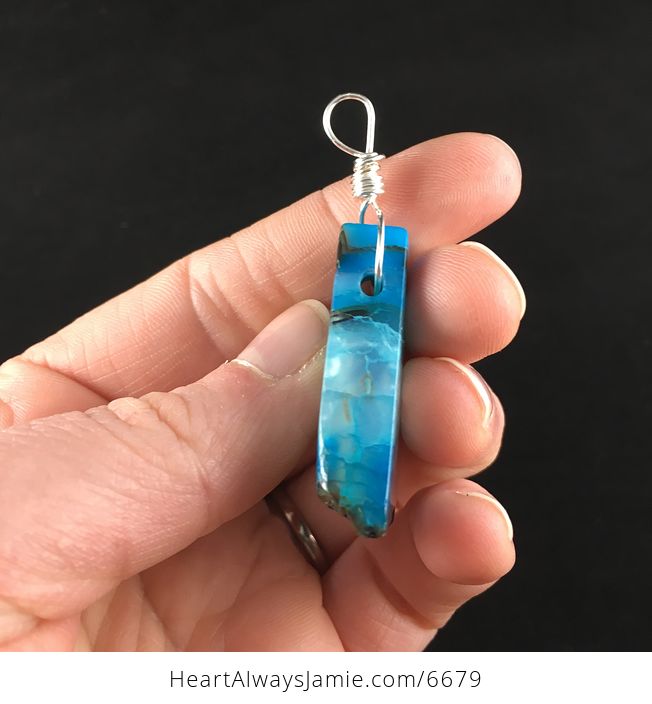 Blue Agate Stone Jewelry Pendant - #Pur2GPEIJ4k-5