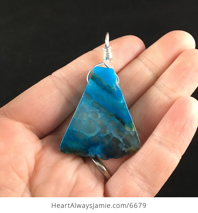 Blue Agate Stone Jewelry Pendant - #Pur2GPEIJ4k-6