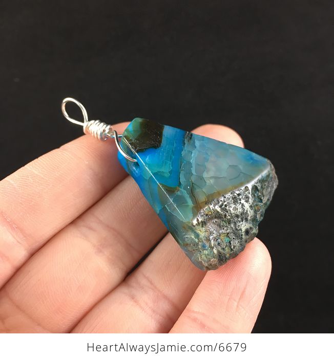 Blue Agate Stone Jewelry Pendant - #Pur2GPEIJ4k-4