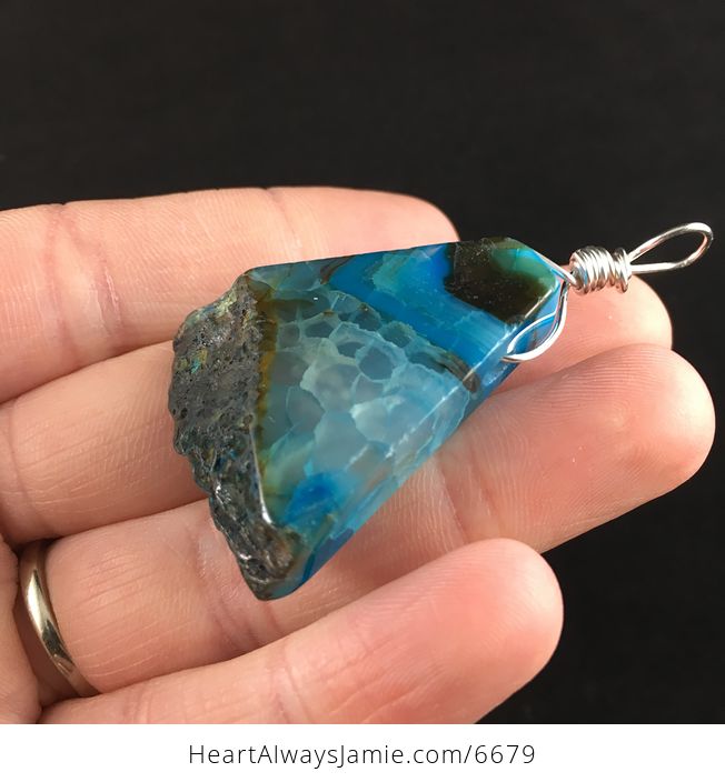 Blue Agate Stone Jewelry Pendant - #Pur2GPEIJ4k-3