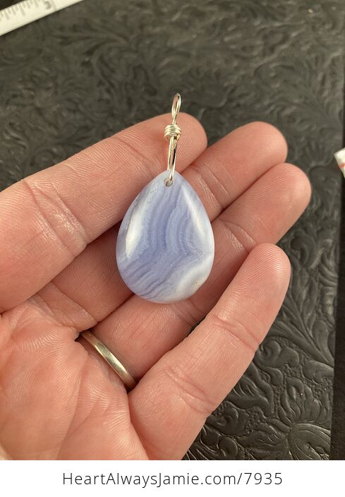 Blue Agate Stone Pendant Jewelry - #gCBN5300hVo-1