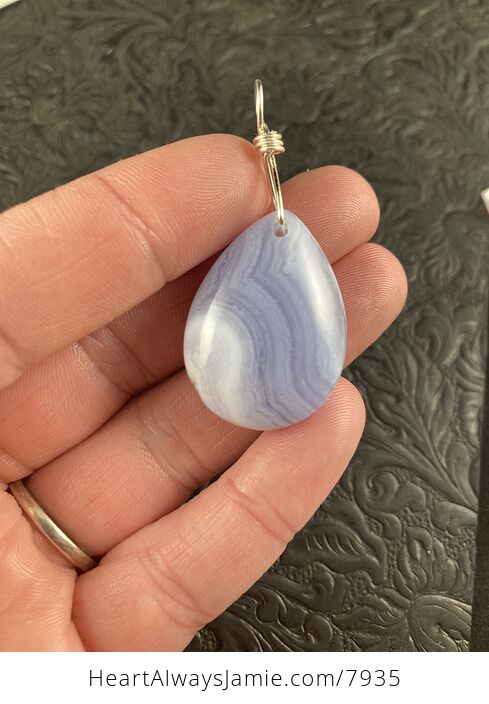 Blue Agate Stone Pendant Jewelry - #gCBN5300hVo-8