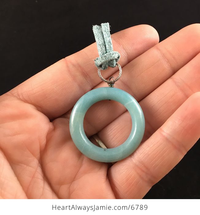 Blue Amazonite Ring Stone Jewelry Pendant Necklace - #ZlI962AQh34-4