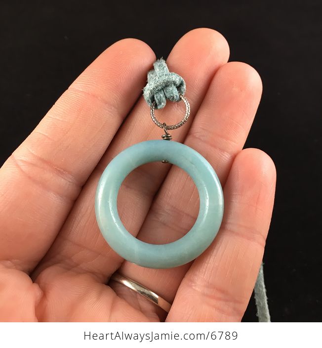Blue Amazonite Ring Stone Jewelry Pendant Necklace - #ZlI962AQh34-2
