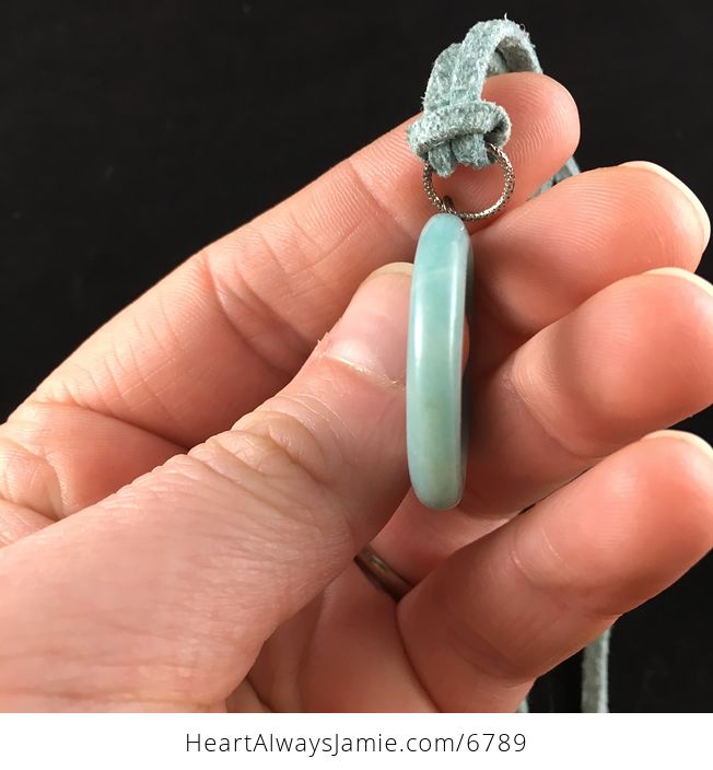 Blue Amazonite Ring Stone Jewelry Pendant Necklace - #ZlI962AQh34-3