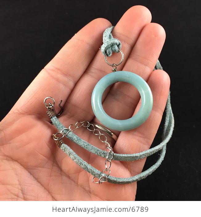 Blue Amazonite Ring Stone Jewelry Pendant Necklace - #ZlI962AQh34-1