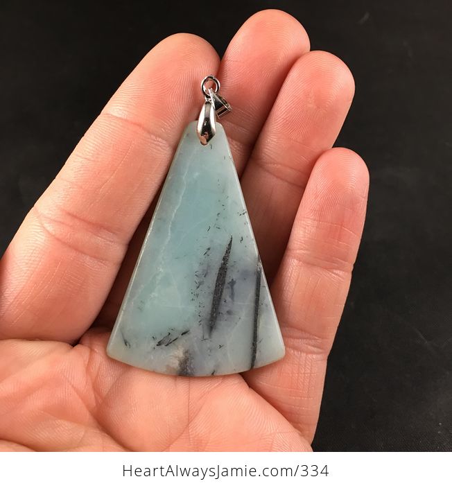 Blue and Black Natural Amazonite Jasper Stone Pendant Necklace - #Xe5HgHJPvOQ-2