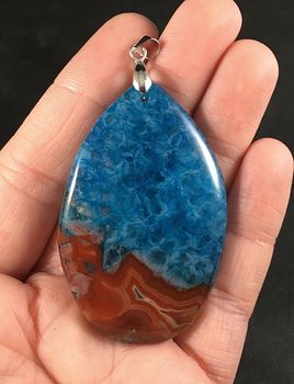 Blue and Brown Drusy Stone Pendant #A5un3tujdS4