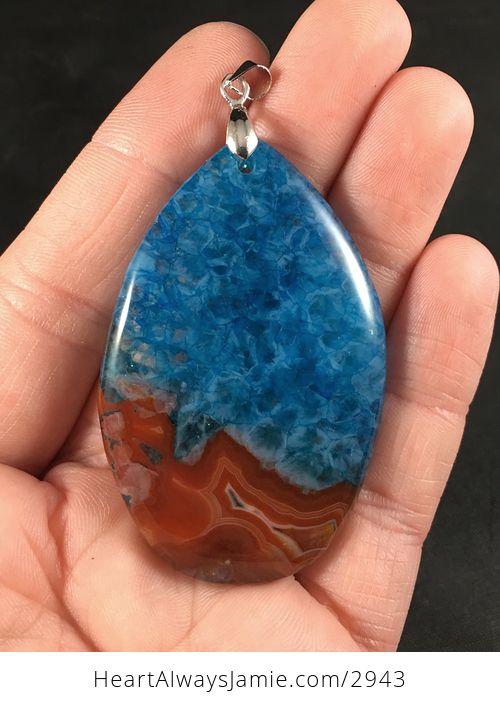 Blue and Brown Drusy Stone Pendant - #A5un3tujdS4-1