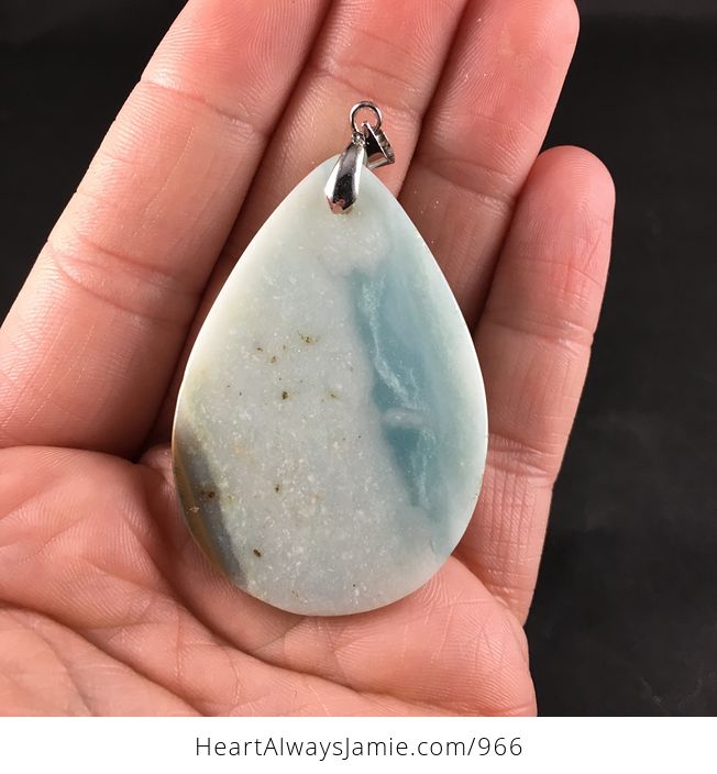 Blue and Brown Natural Amazonite Jasper Stone Pendant Necklace - #GoO3WiyGB50-2