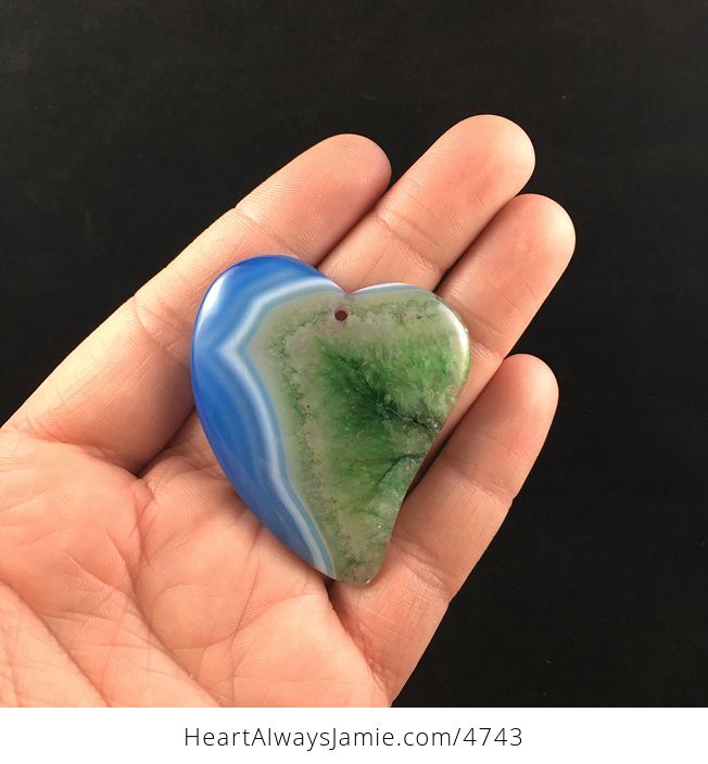 Blue and Green Druzy Heart Shaped Stone Jewelry Pendant - #WEMe2mPMxck-1