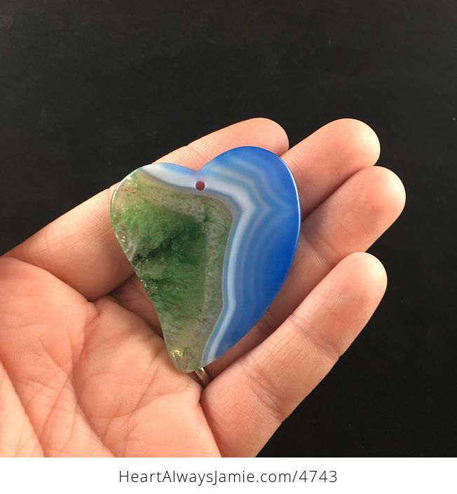 Blue and Green Druzy Heart Shaped Stone Jewelry Pendant - #WEMe2mPMxck-5