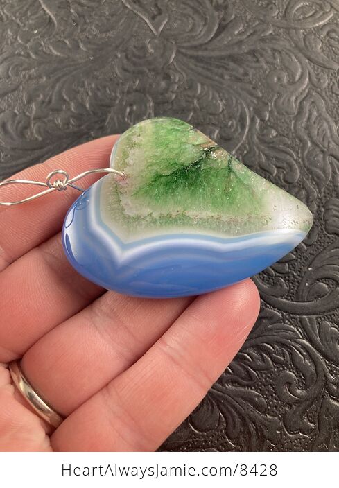 Blue and Green Druzy Heart Shaped Stone Jewelry Pendant Ornament - #m7InHcumzqQ-4