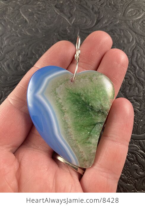 Blue and Green Druzy Heart Shaped Stone Jewelry Pendant Ornament - #m7InHcumzqQ-2