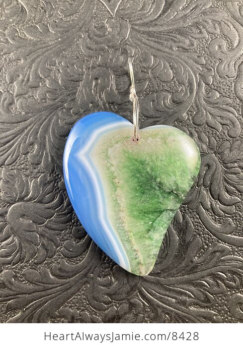 Blue and Green Druzy Heart Shaped Stone Jewelry Pendant Ornament - #m7InHcumzqQ-1