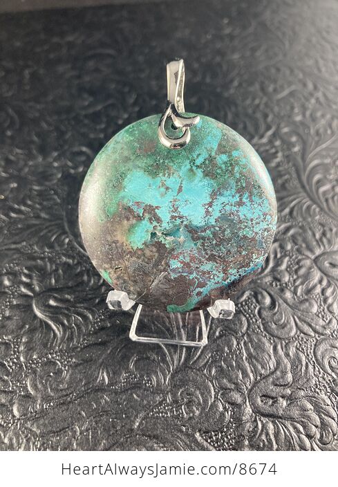 Blue and Green Natural Chrysocolla Stone Jewelry Pendant - #9AcSonLaMrs-7