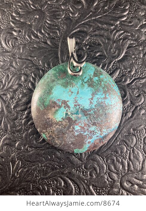 Blue and Green Natural Chrysocolla Stone Jewelry Pendant - #9AcSonLaMrs-5