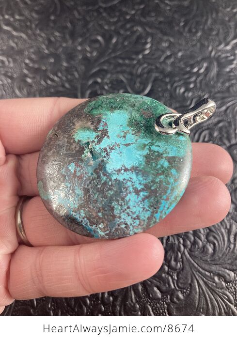Blue and Green Natural Chrysocolla Stone Jewelry Pendant - #9AcSonLaMrs-3