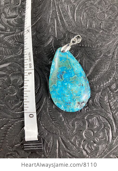 Blue and Green Natural Malachite and Chrysocolla Stone Pendant - #17iESXwhk90-5