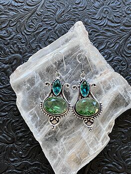 Blue and Green Witch Stone Crystal Jewelry Earrings #kxoXNsSHl5g