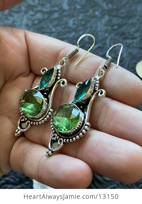 Blue and Green Witch Stone Crystal Jewelry Earrings - #kxoXNsSHl5g-5