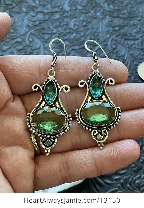 Blue and Green Witch Stone Crystal Jewelry Earrings - #kxoXNsSHl5g-2