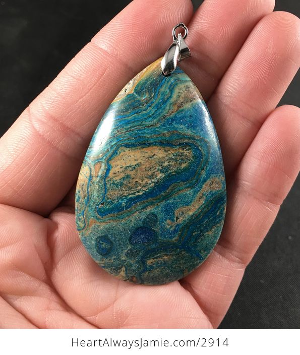 Blue and Khaki Ocean and Islands Choi Finches Stone Pendant - #PxbgcPyrimc-1