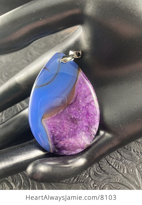 Blue and Purple Drusy Agate Stone Jewelry Pendant - #eBHmkYLP6Wg-3
