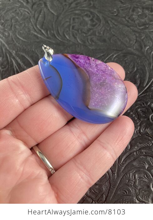 Blue and Purple Drusy Agate Stone Jewelry Pendant - #eBHmkYLP6Wg-7
