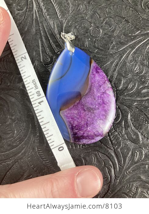 Blue and Purple Drusy Agate Stone Jewelry Pendant - #eBHmkYLP6Wg-5
