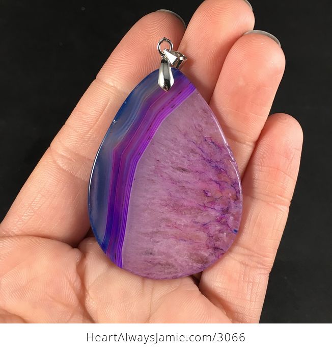 Blue and Purple Druzy Agate Stone Pendant Necklace - #Gf7yThAZWTU-2