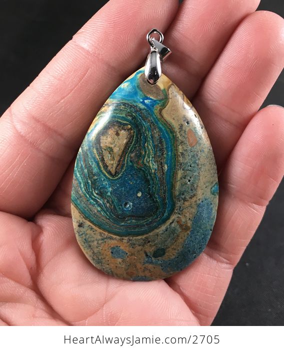 Blue and Tan 34water and Land34 Choi Finches Stone Pendant - #NYyaSDj0wnw-1