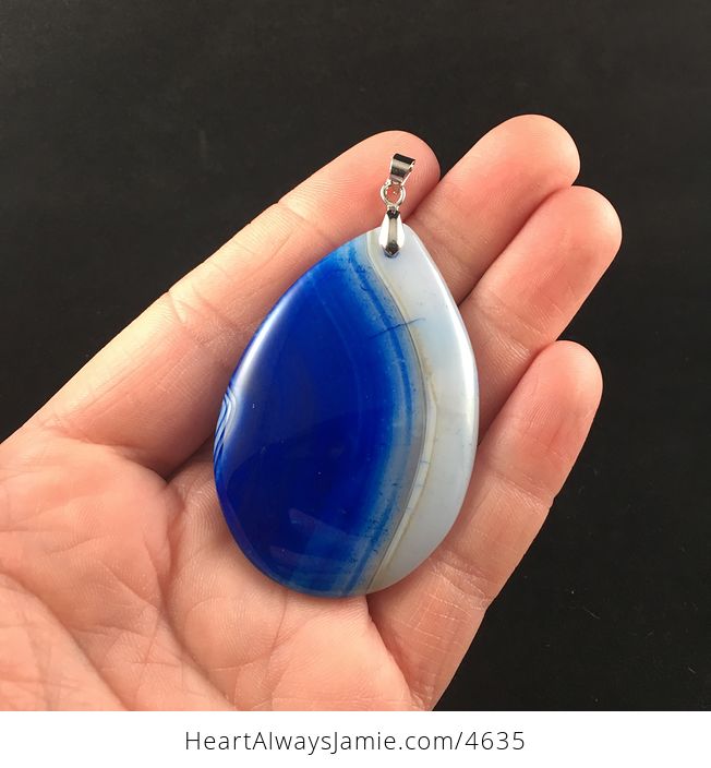 Blue and White Agate Stone Jewelry Pendant - #NS43jzVu5YI-1