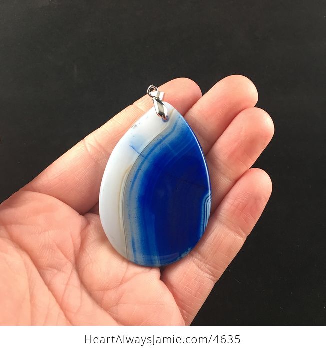 Blue and White Agate Stone Jewelry Pendant - #NS43jzVu5YI-5