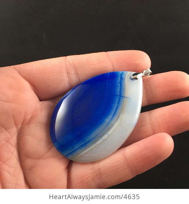 Blue and White Agate Stone Jewelry Pendant - #NS43jzVu5YI-3