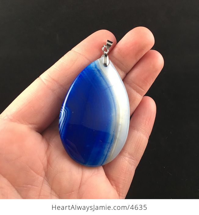 Blue and White Agate Stone Jewelry Pendant - #NS43jzVu5YI-2
