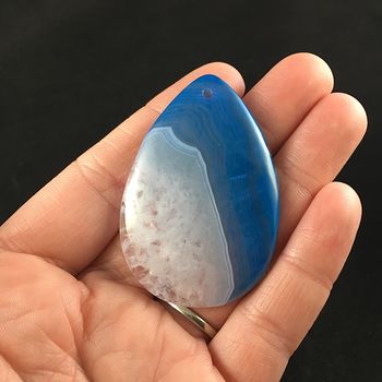 Blue and White Druzy Agate Stone Jewelry Pendant #Ci9uoru6cZ4