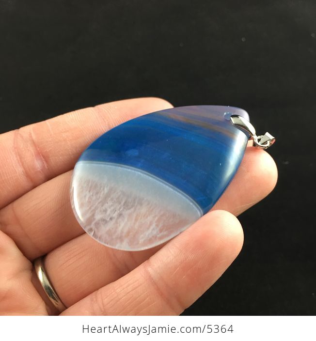 Blue and White Druzy Agate Stone Jewelry Pendant - #9tRVOB4KUF0-3