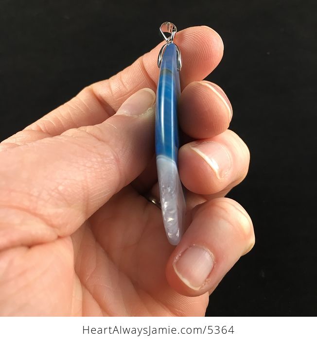 Blue and White Druzy Agate Stone Jewelry Pendant - #9tRVOB4KUF0-5